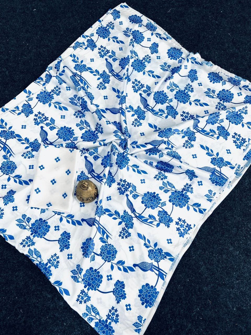 White Satin Floral Printed Stylish Office Wear Saree