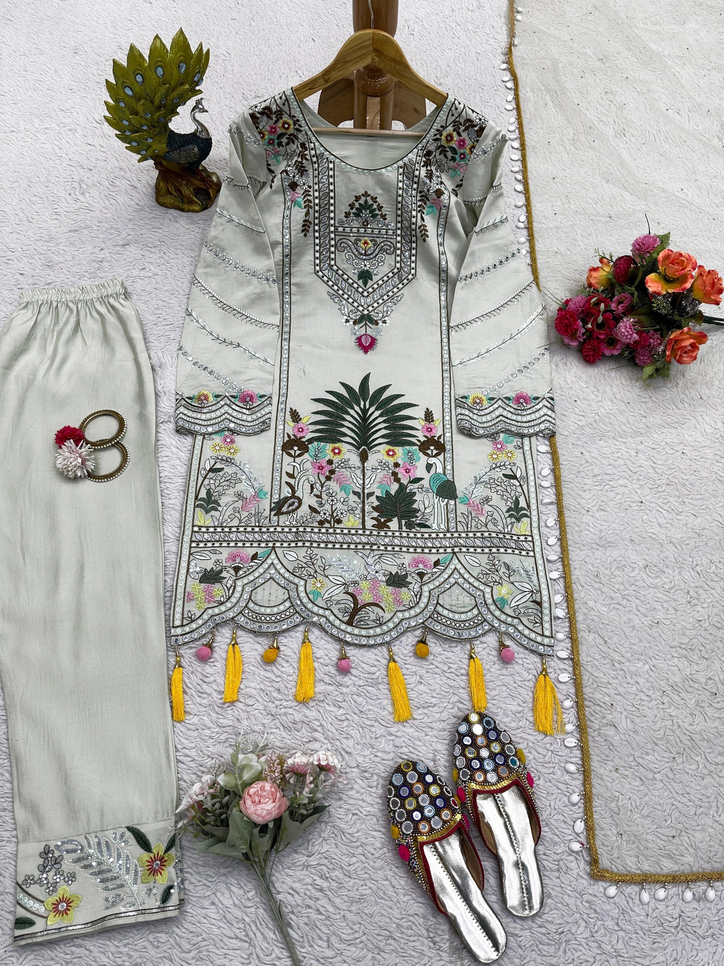 White designer work pakistani salwar suit