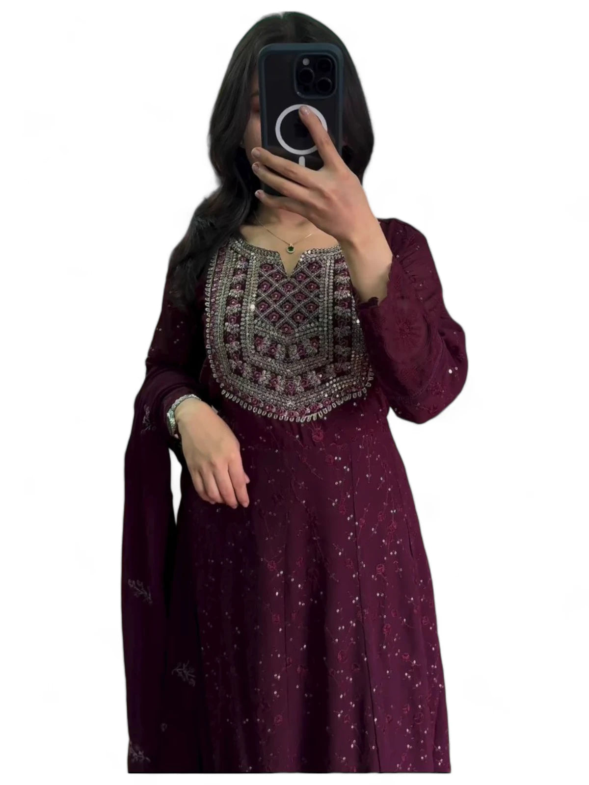 Wine stylish designer wedding anarkali suit