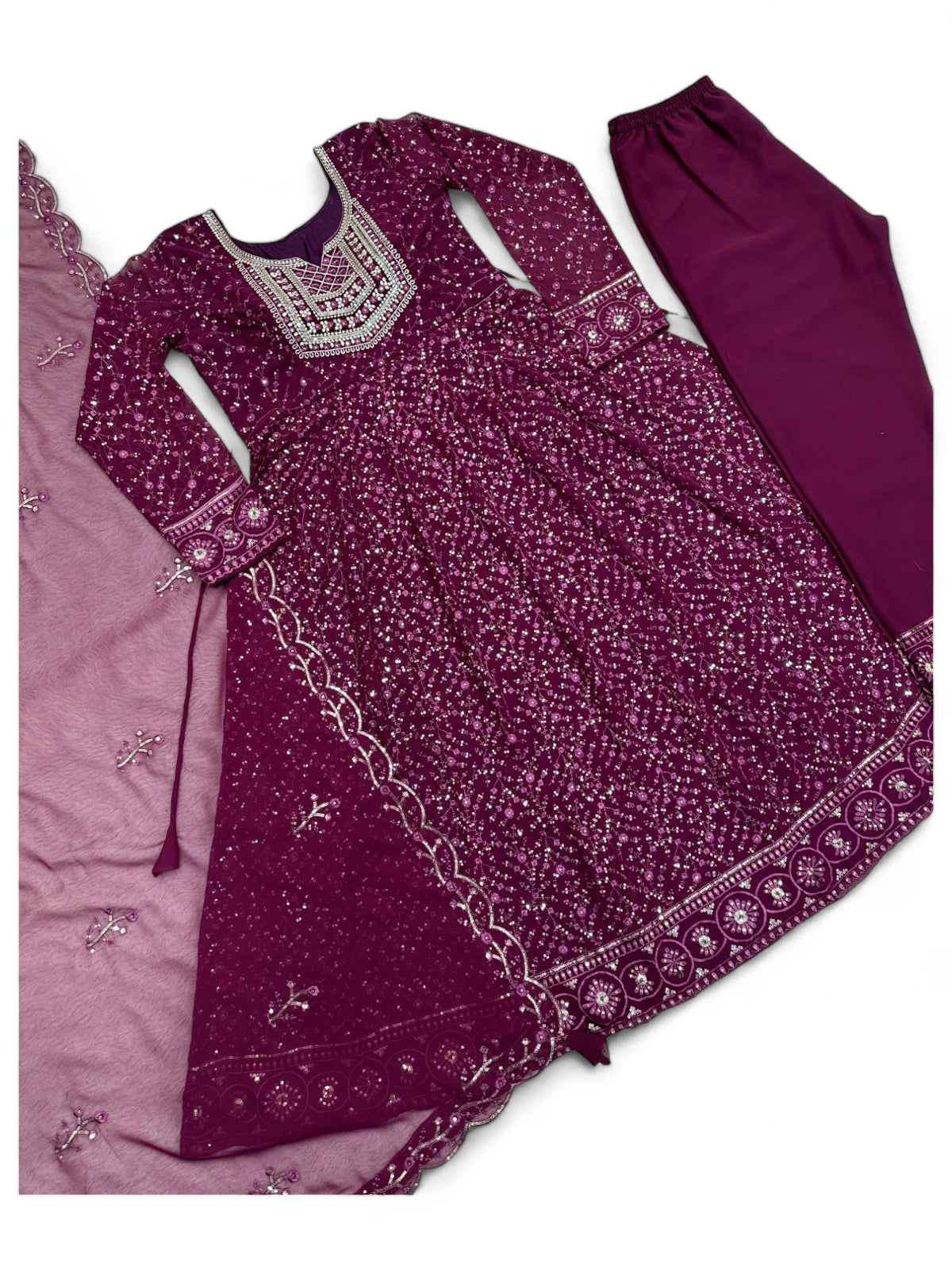 Wine stylish designer wedding anarkali suit