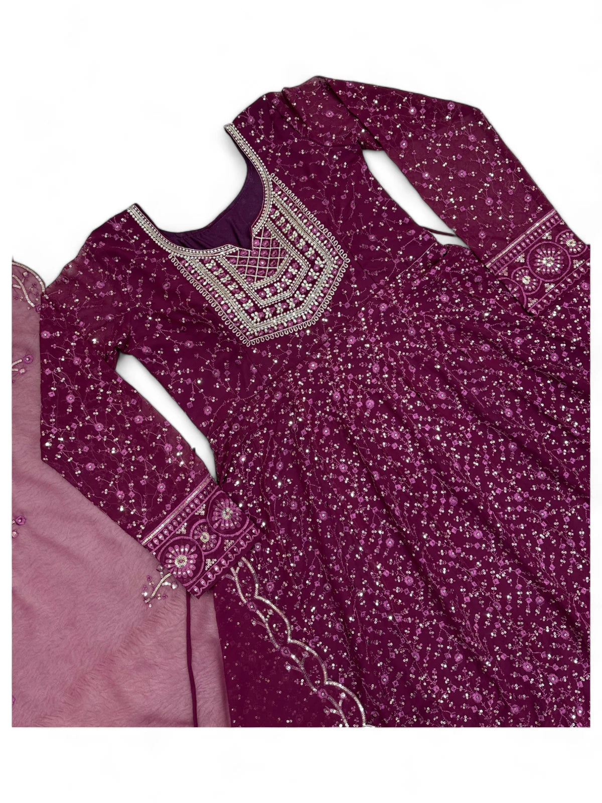 Wine stylish designer wedding anarkali suit