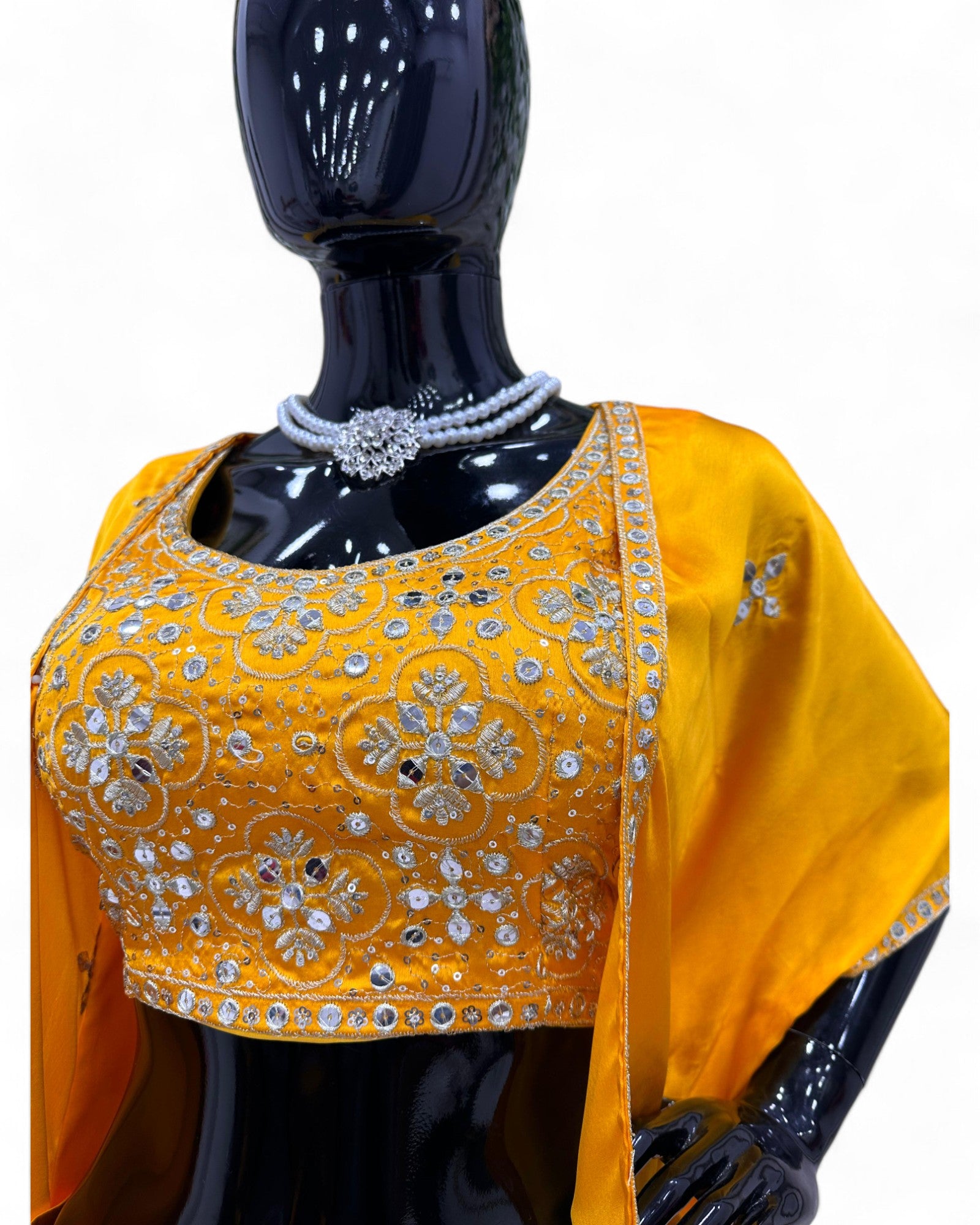 Yellow Satin Ready Wear Indo Western Dhoti Suit with Shrug Koti