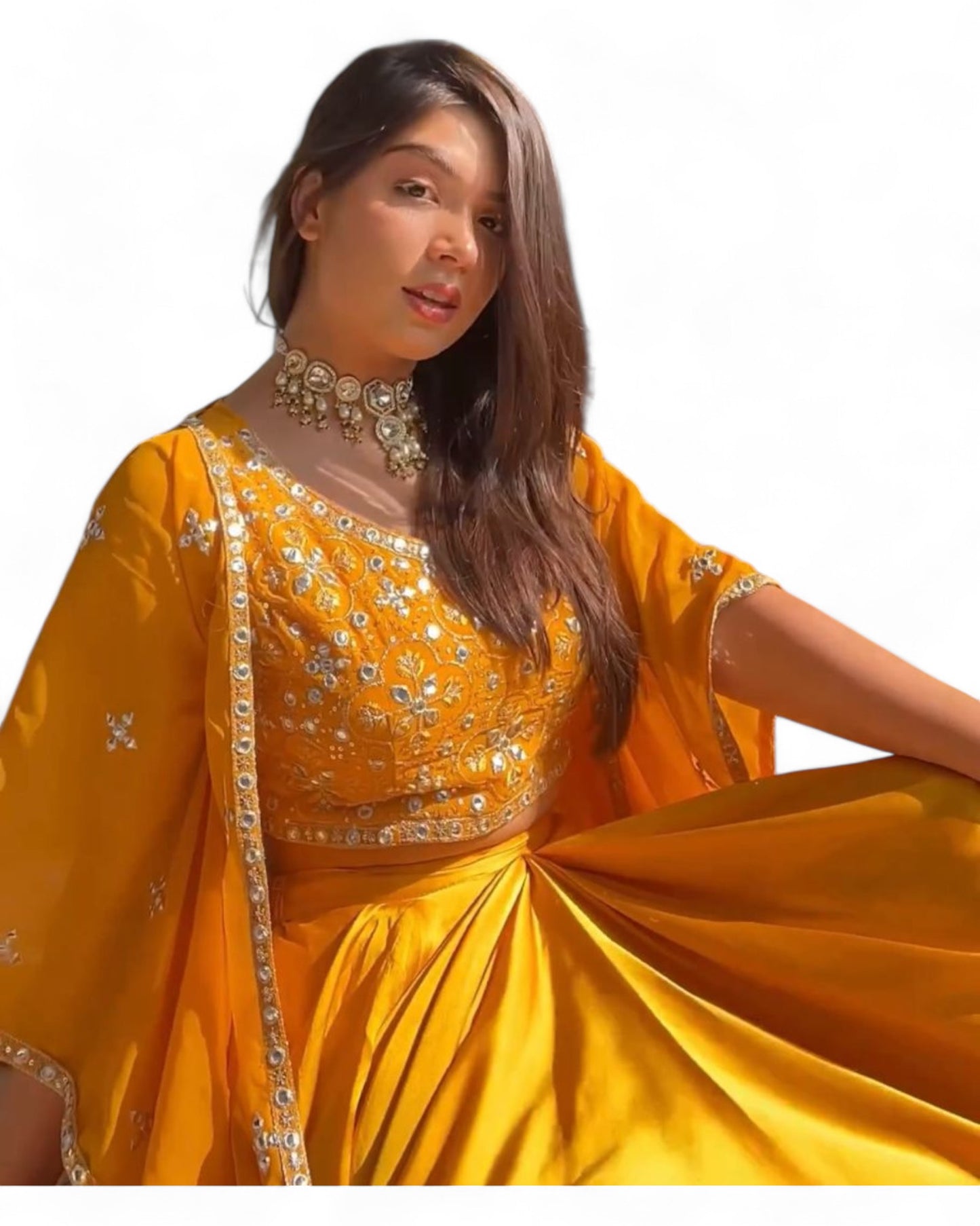 Yellow Satin Ready Wear Indo Western Dhoti Suit with Shrug Koti