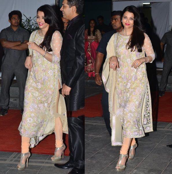 Aishwarya rai cream multicolored threadwork salwar suit
