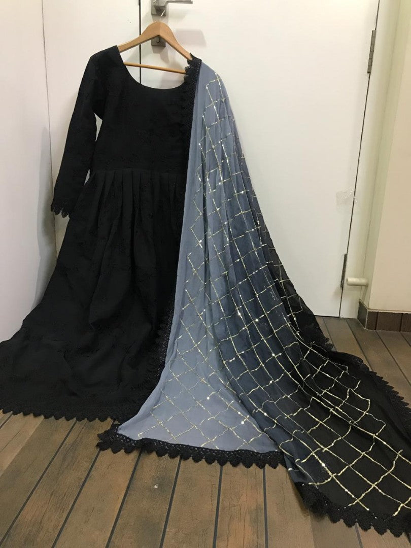 alia bhatt Black georgette partywear anarkali suit