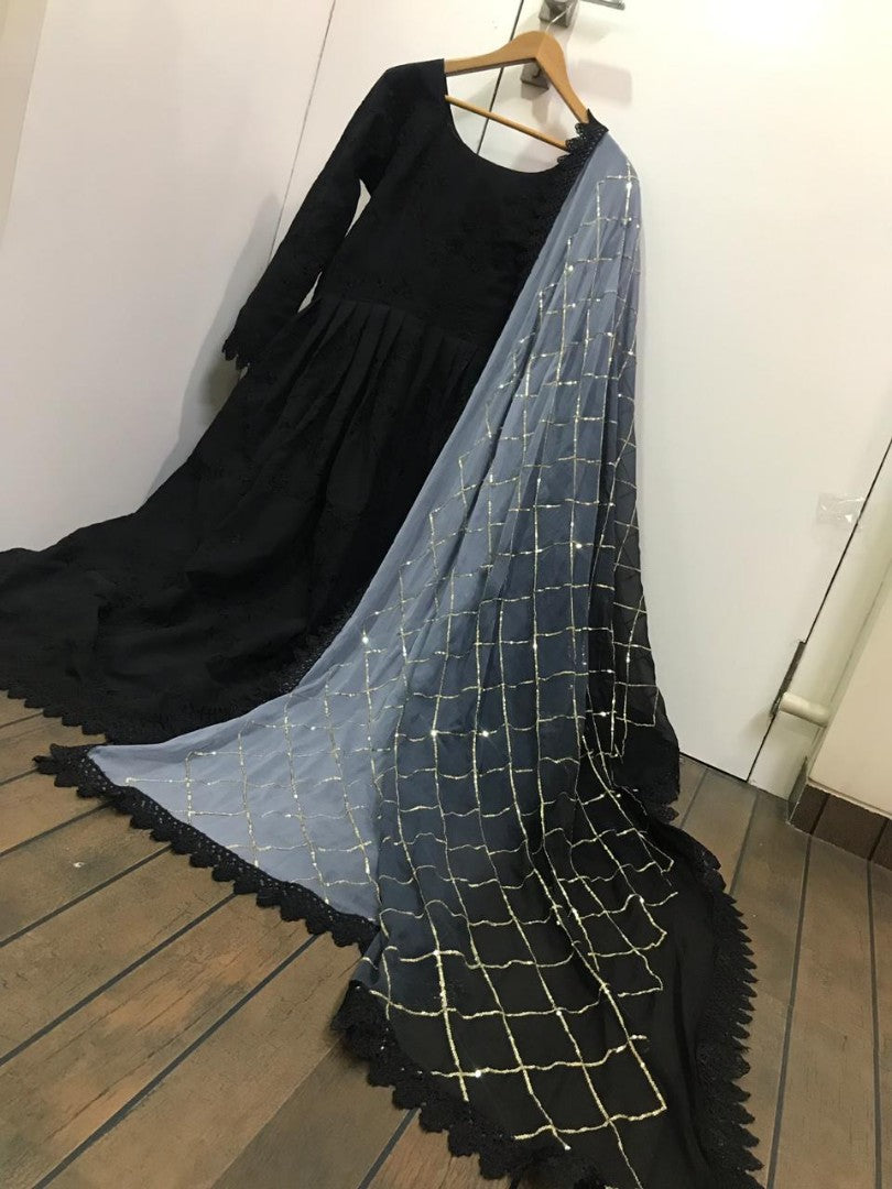 alia bhatt Black georgette partywear anarkali suit