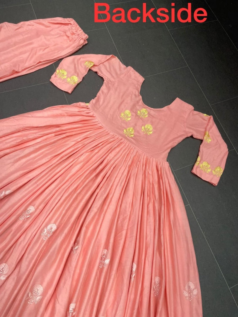 Alia bhatt peach maslin cotton embroidered designer kurti