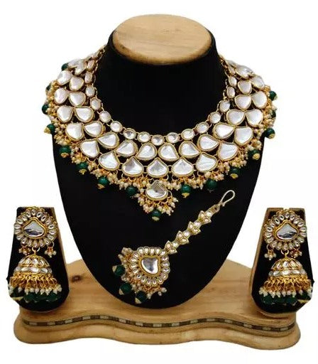 Alloy gold plated and kundan pearl jewellery set for wedding