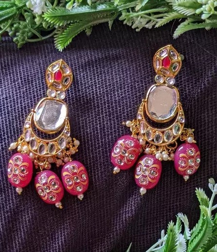 Alloy gold plated kundan jhumka earrings