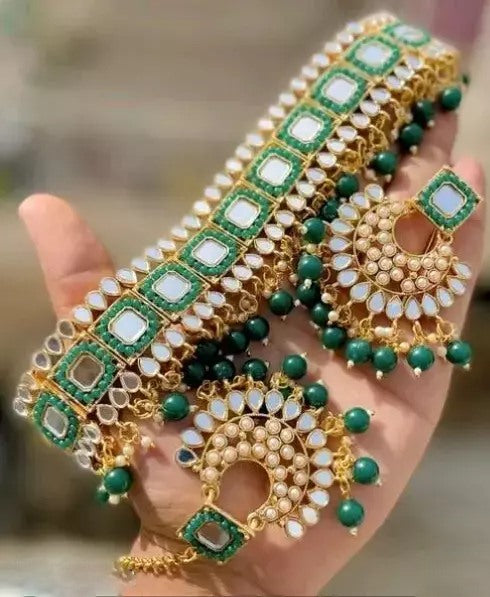 Alloy gold plated multicolor pearls cocker jewellery set