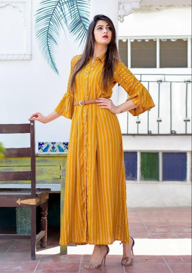 American crepe printed lining long kurti