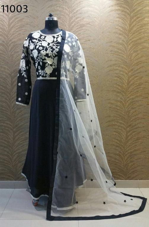 Angel bollywood style partywear black anarkali suit
