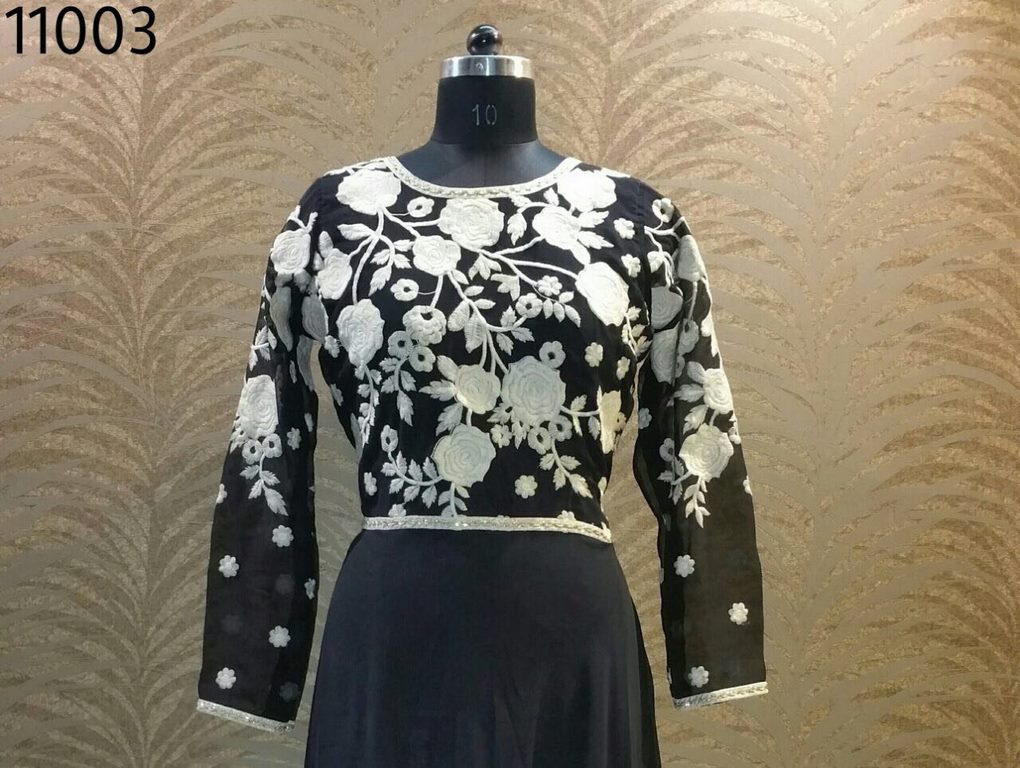 Angel bollywood style partywear black anarkali suit