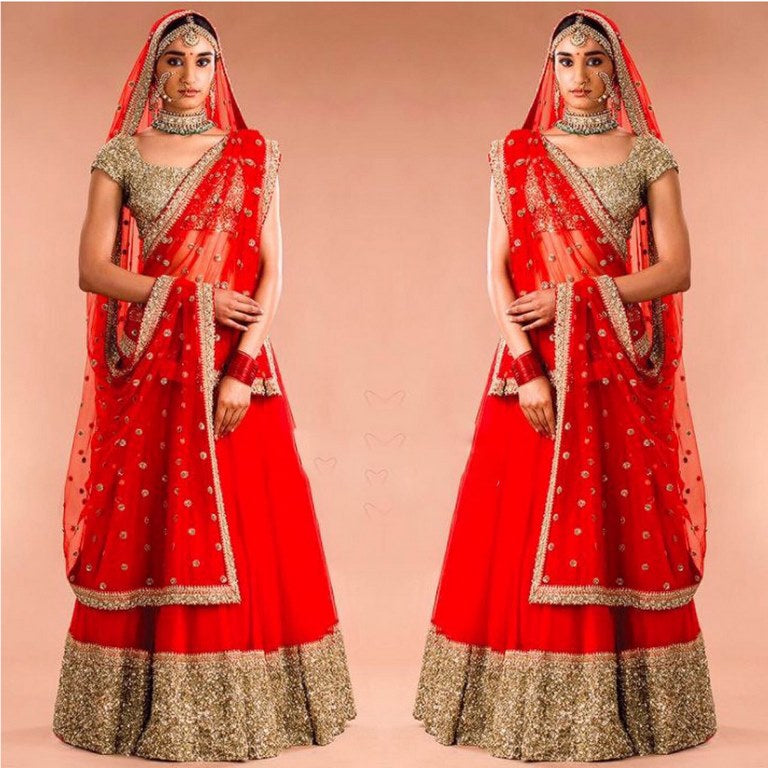 Angel boutique embroidered red wedding lehenga