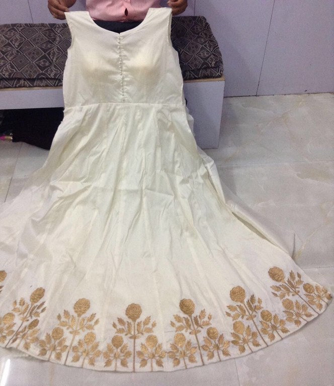 Angel white embroidered wedding anarkali suit