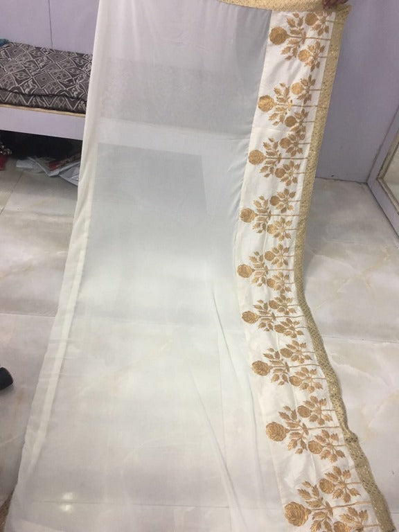 Angel white embroidered wedding anarkali suit