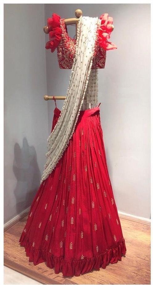 Baby pink beautiful embroidered wedding wear lehenga choli