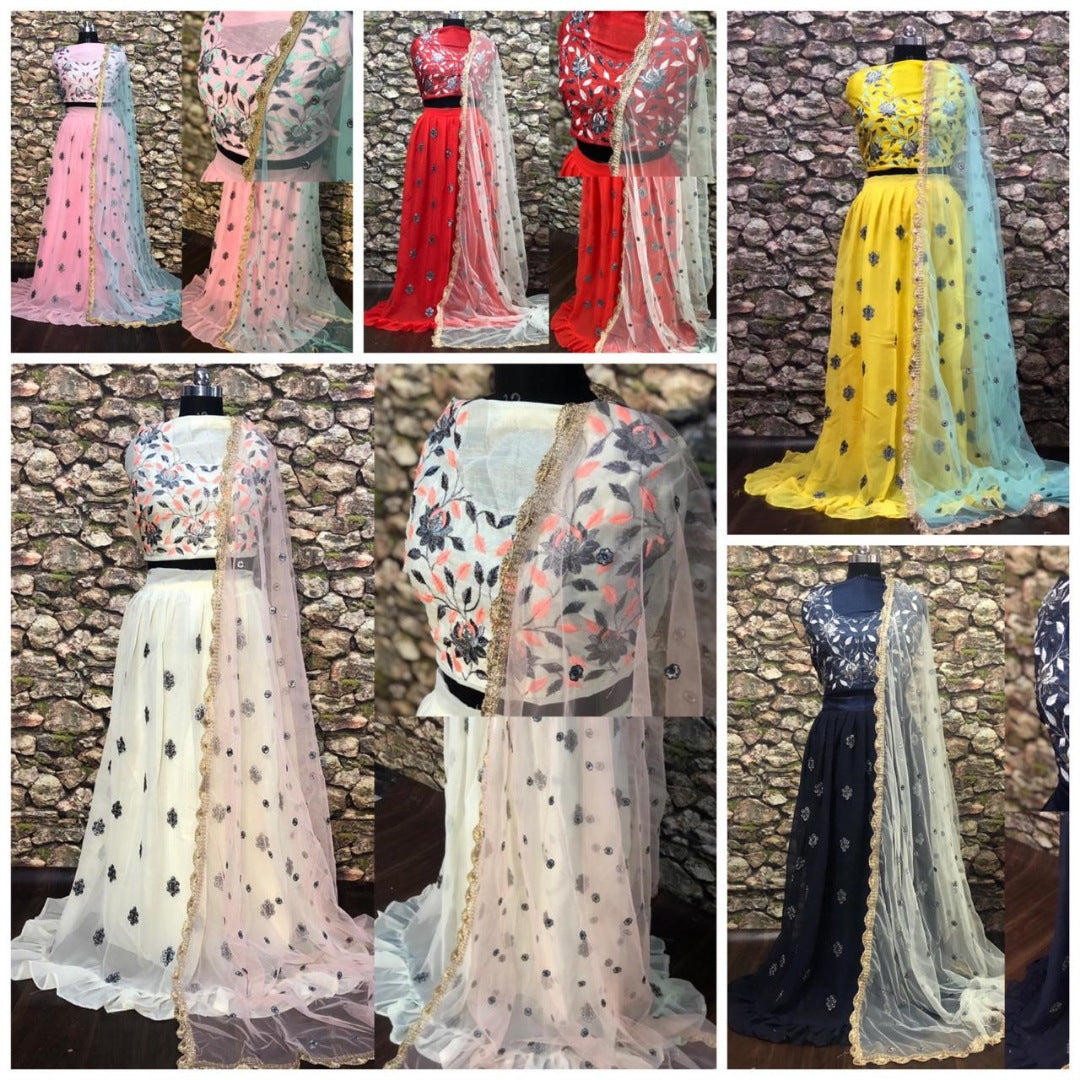 Baby pink beautiful embroidered wedding wear lehenga choli
