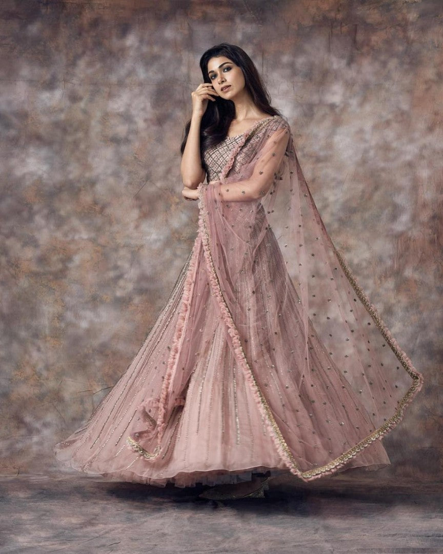 baby pink embroidered ceremonial lehenga choli