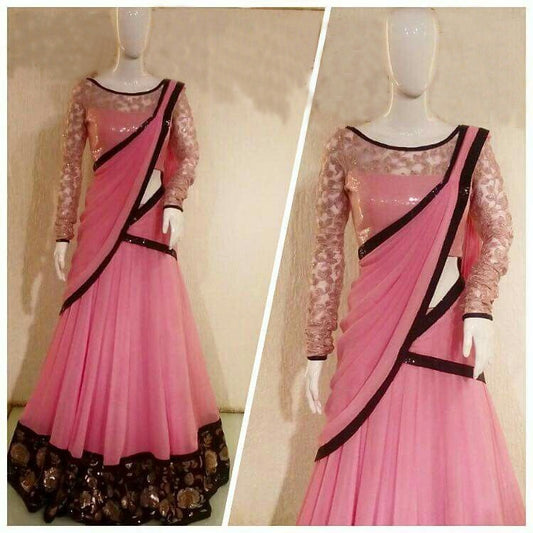 Baby pink faux georgette girlish lehenga choli
