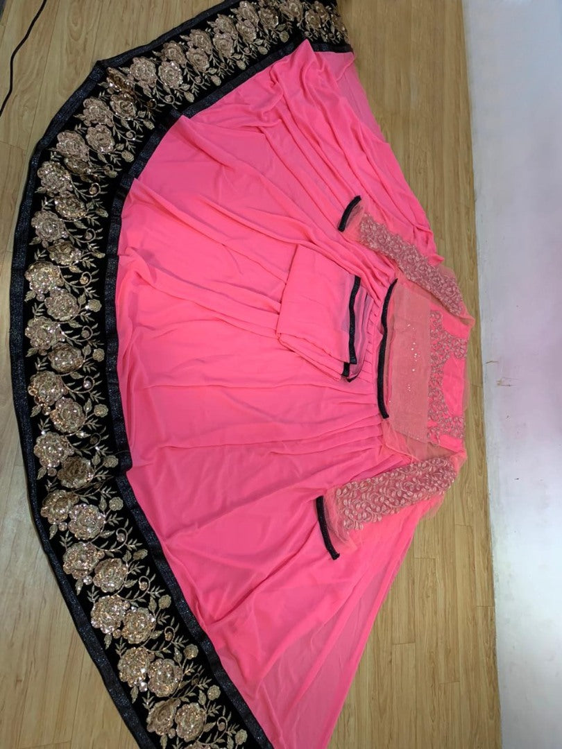 Baby pink faux georgette girlish lehenga choli