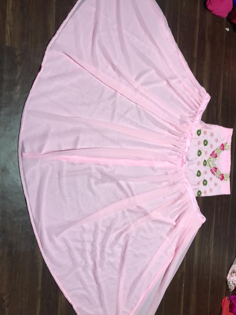 Baby pink georgette beautiful crop top lehenga