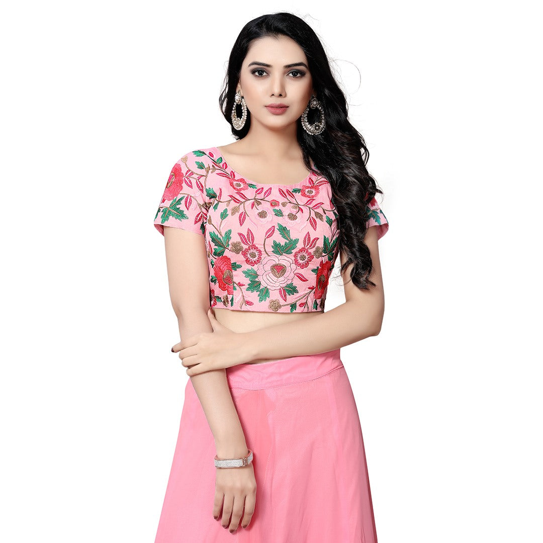 Baby pink georgette croptop lehenga