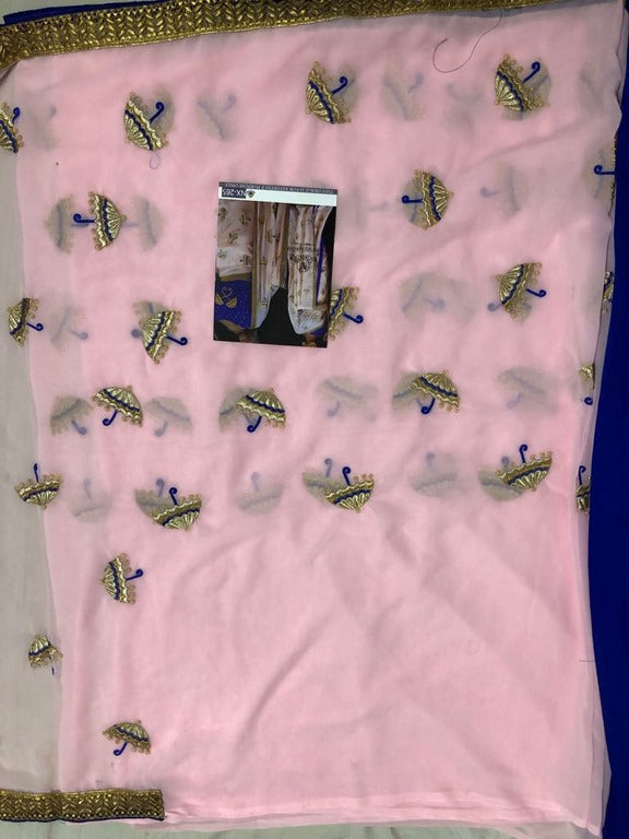 baby pink Georgette embroidered festival wear saree