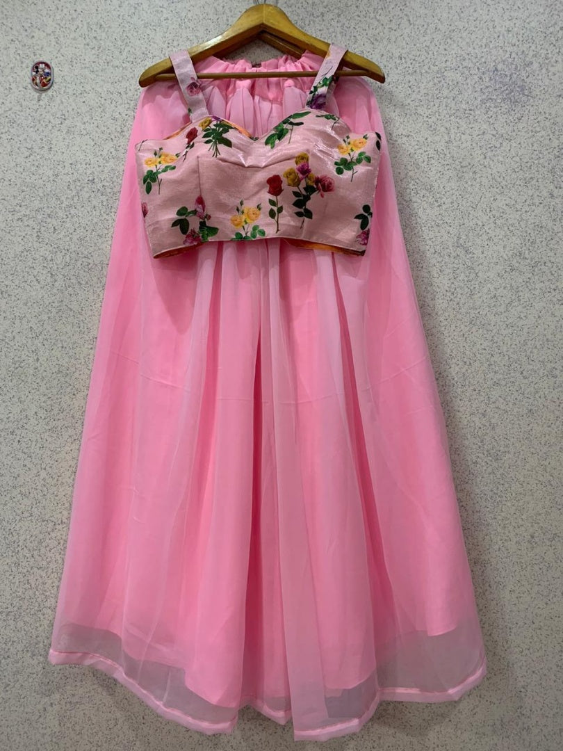 Baby pink georgette girlish lehenga choli