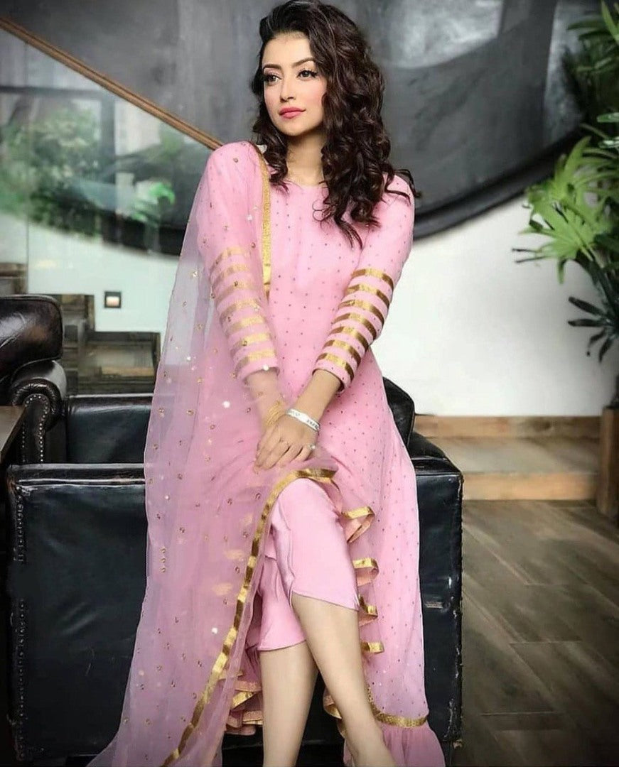 Baby pink georgette salwar suit