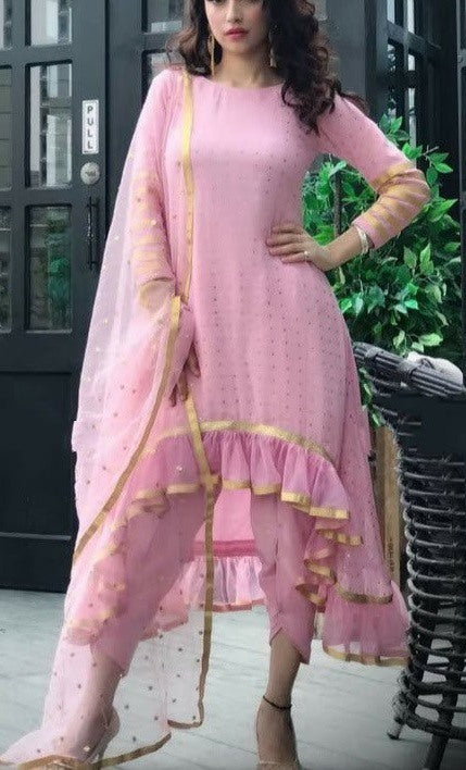 Baby pink georgette salwar suit