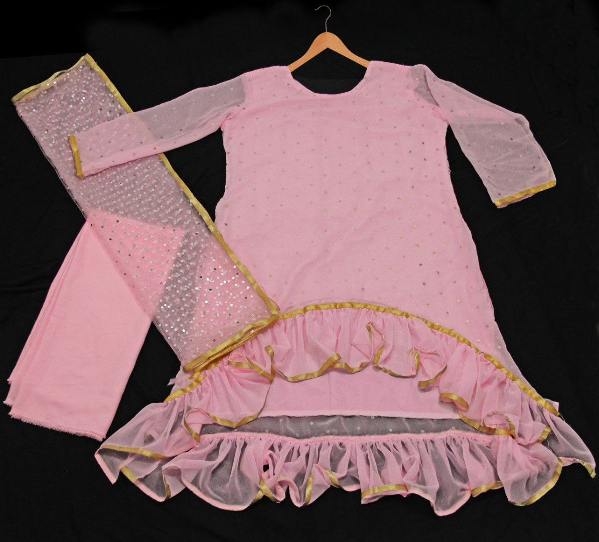 Baby pink georgette salwar suit