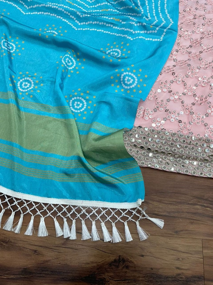 Baby pink georgette sequence embroidered wedding lehenga choli