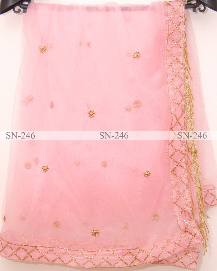 Baby pink mono net embroidered wedding lehenga choli