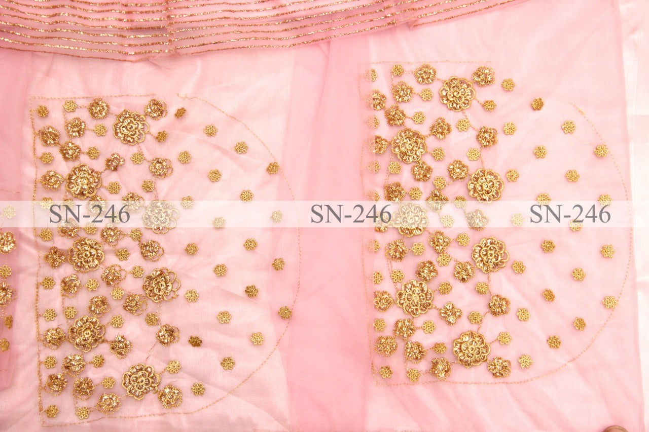 Baby pink mono net embroidered wedding lehenga choli