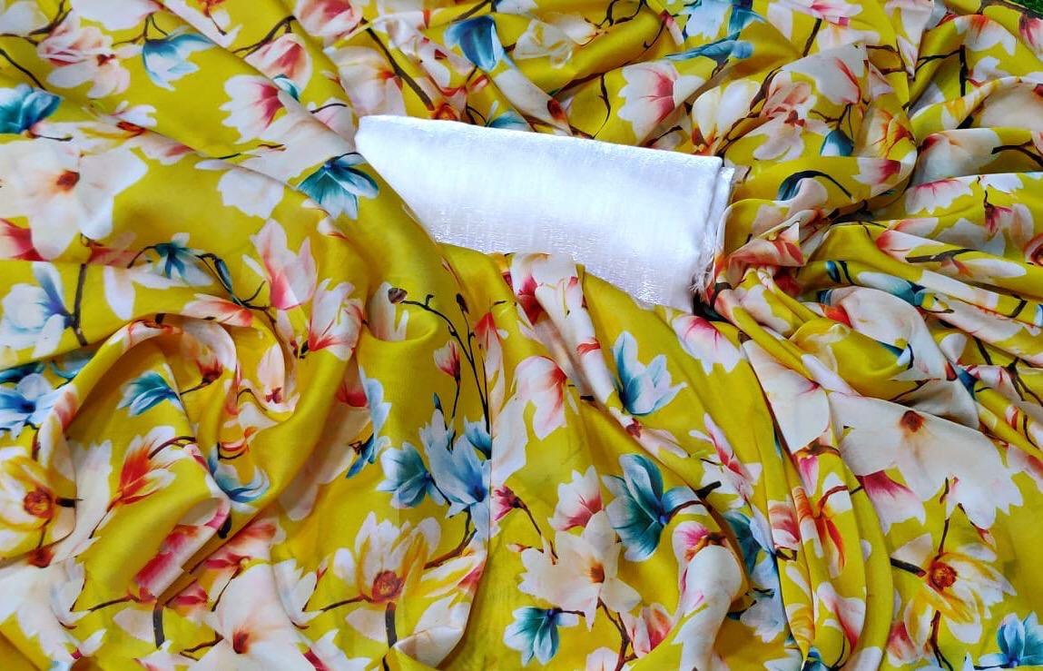 Baby pink soft chiffon flower printed saree