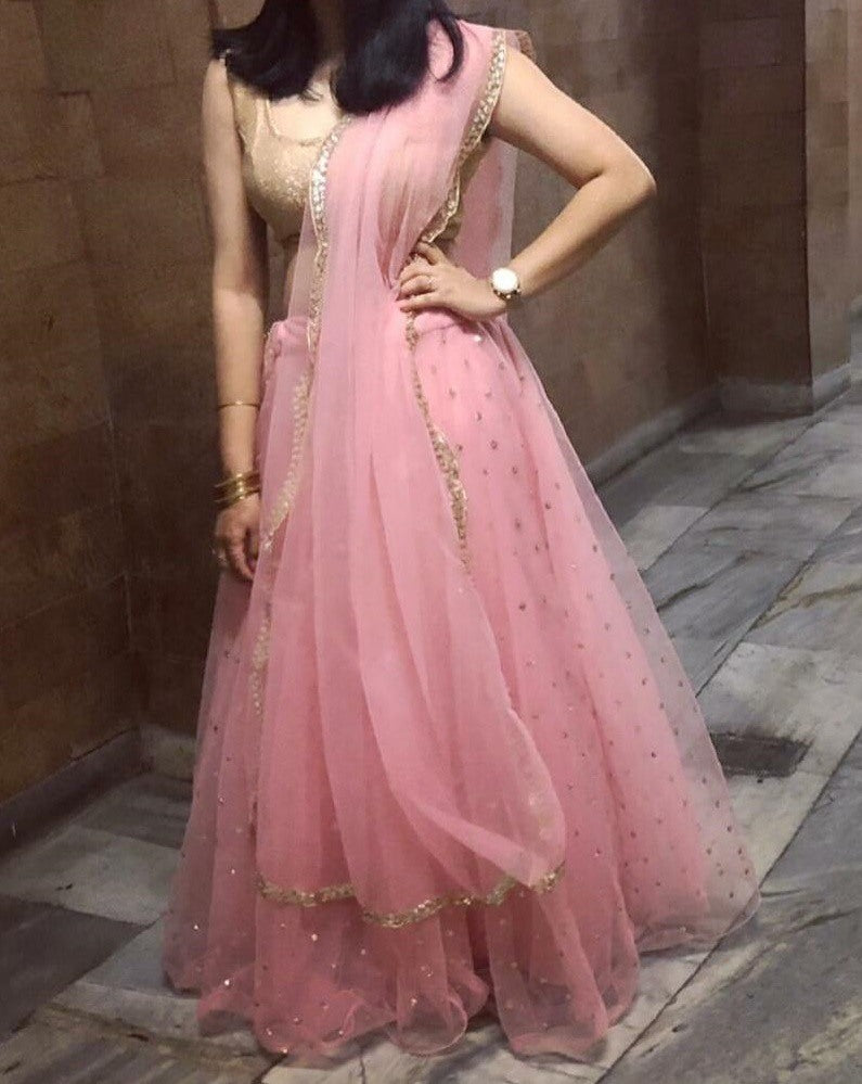 Baby pink soft net beautiful lehenga choli