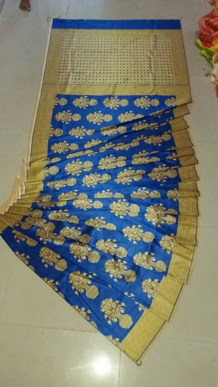Beautiful Blue Printed Ceremonial Saree