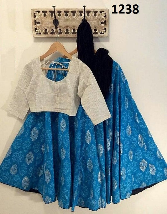 Beautiful Blue printed Party wear lehenga