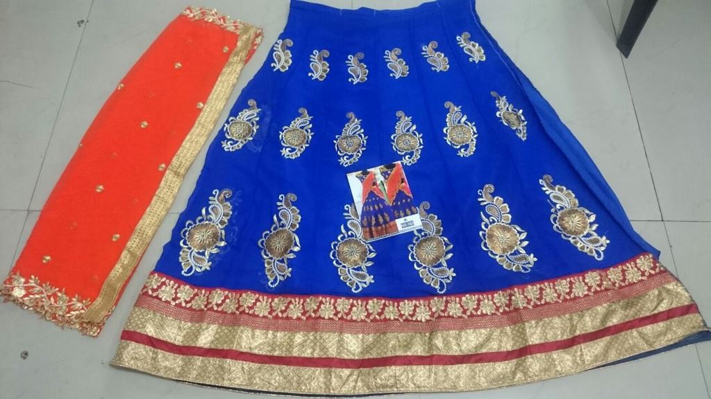 Beautiful designer heavy embroidered blue bridal lehenga