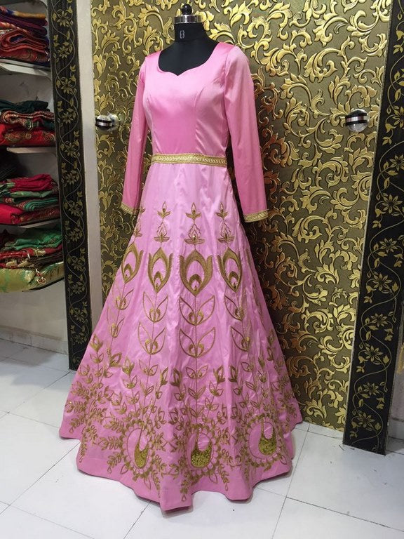 Beautiful embroidered pink wedding anarkali suit