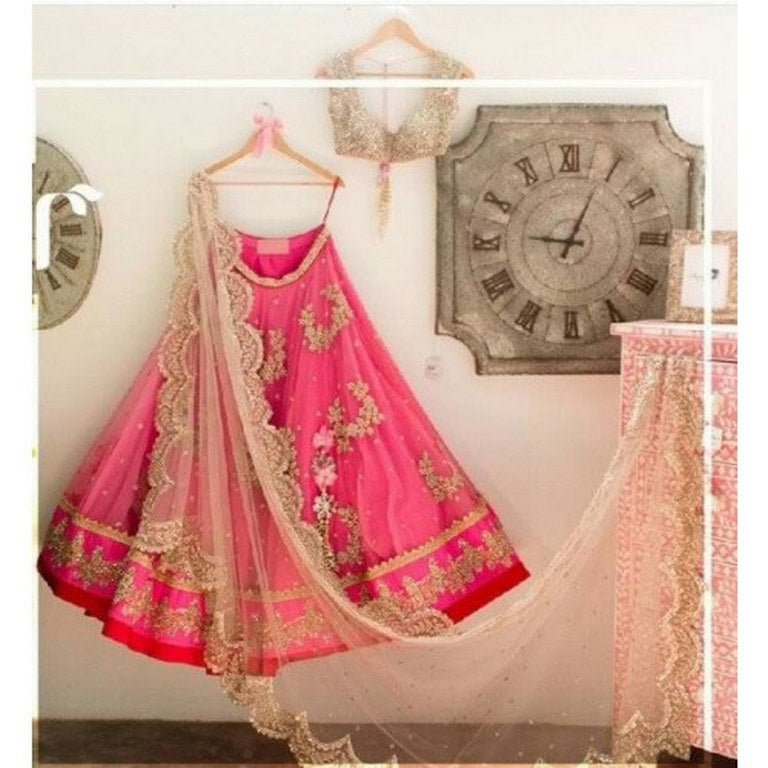 Beautiful embroidered Pink Wedding lehenga