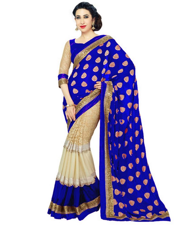 beautiful karishma blue georgette saree