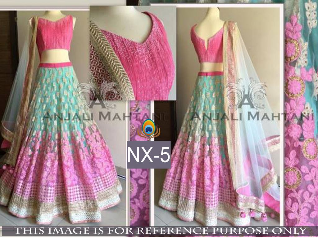 beautiful look pink and rama thread work lehenga