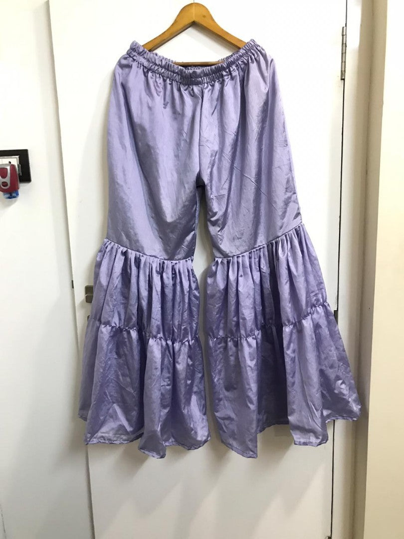 Beautiful lovender grey georgette embroidered sharara salwar suit