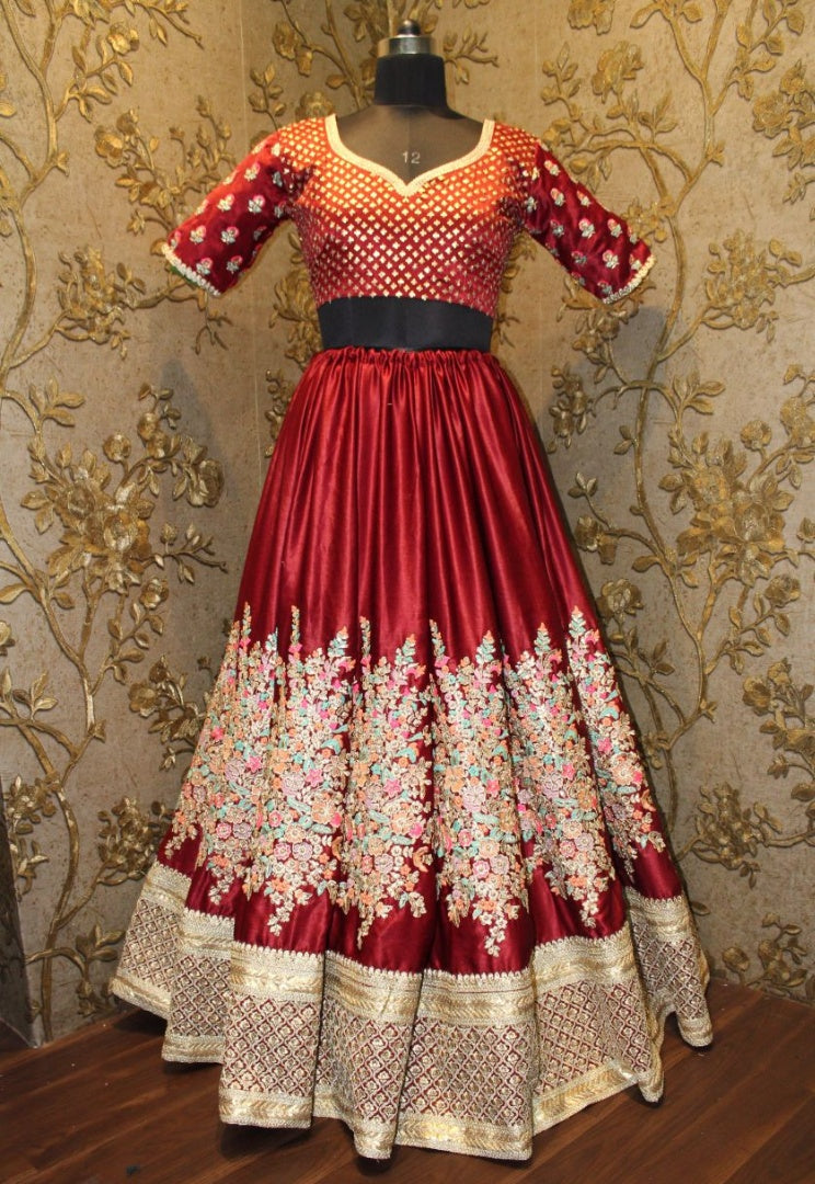 Beautiful Maroon embroidered Bridal lehenga