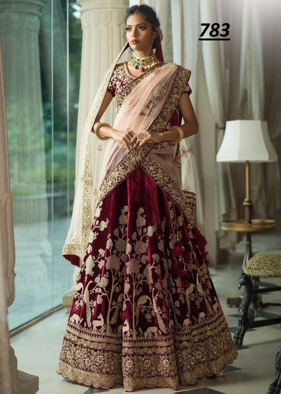 Beautiful Maroon heavy embroidered Bridal lehenga
