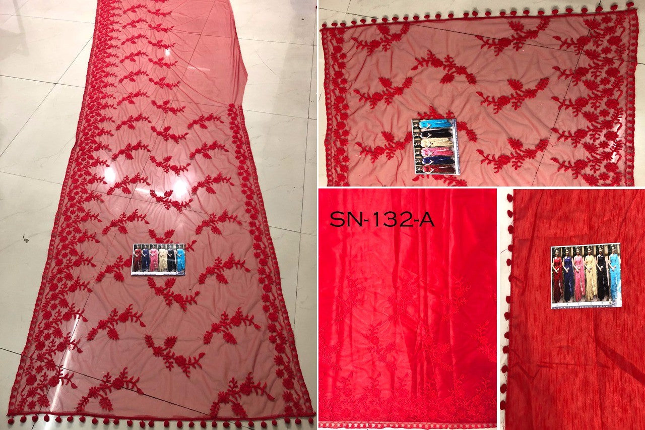 Beautiful mono net embroidered partywear saree