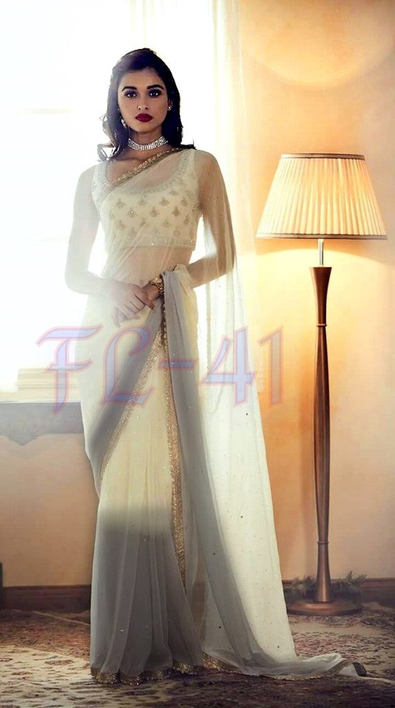 Beautiful multicolor shaded lace border stone work saree