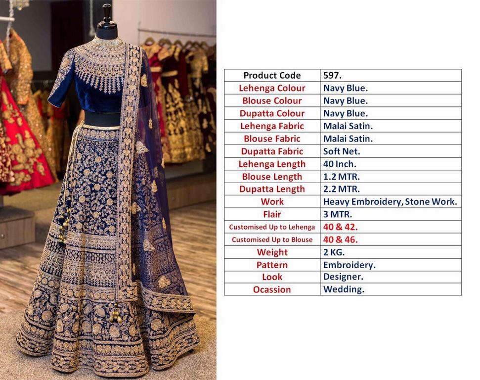 Beautiful Navy blue heavy embroidered Wedding lehenga